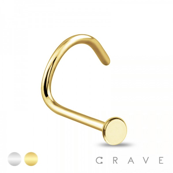 FLAT ROUND TOP SURGICAL STEEL NOSE SCREW (FISH HOOK) FLAT ROUND TOP SURGICAL STEEL NOSE SCREW (FISH HOOK)